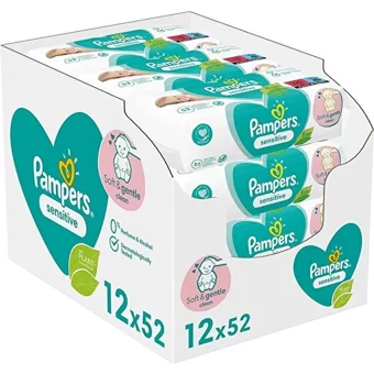 Prima Pampers Sensitive Yenidoğan 52 Yaprak 12'li Paket Islak Mendil