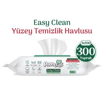 Paddlers Easy Clean Beyaz Sabun Katkılı 100 Yaprak 3'lü Paket Islak Mendil