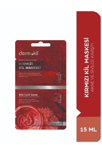 Dermokil Akne Ve Sivilce Karşıtı Kırmızı Killi Krem Yüz Maskesi 2x7.5 ml