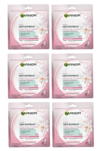 Garnier Hassas Ve Kuru Ciltler İçin Nem Bombası Dinlendirici Nemlendirici Kağıt Yüz Maskesi 6x32 gr