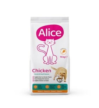 Alice Tavuklu Tahıllı Yetişkin Kedi Maması 15 kg