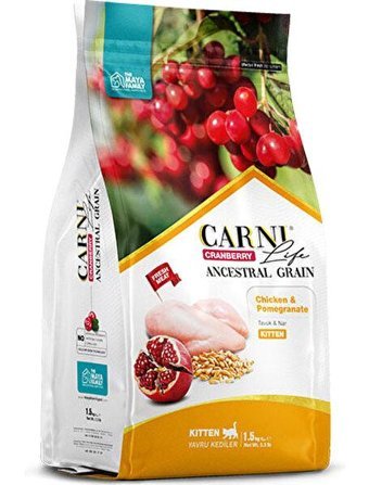 Carni-Life Super Premium Cranberry Tavuklu - Narlı Az Tahıllı Yavru Kedi Maması 10 kg