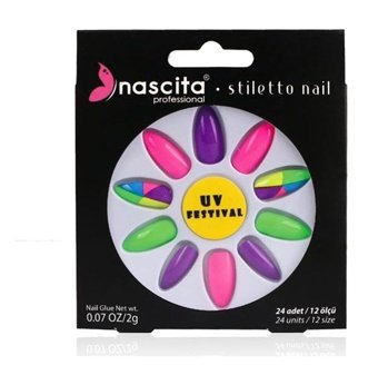 Nascita Neon Design 24'lü Stiletto Pembe Takma Tırnak