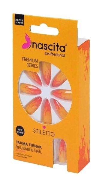 Nascita 185 French Mat 24'lü Stiletto Turuncu Takma Tırnak
