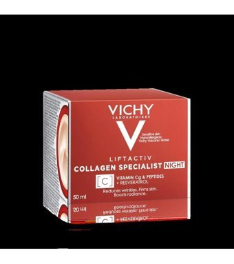 Vichy Liftactiv Collagen Specialist Night Nemlendirici Tüm Ciltler Anti-Aging Kırışıklık Giderici Yüz Krem 50 ml