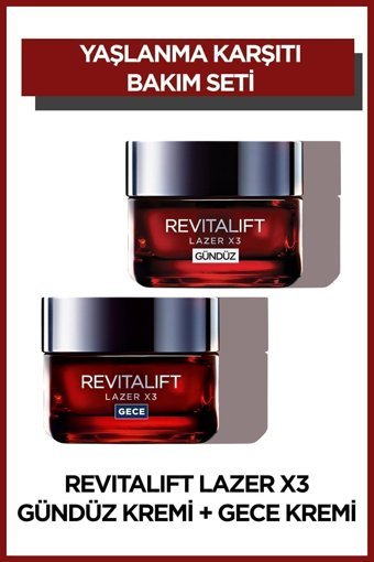 L'oréal Paris Revitalift Lazer X3 Nemlendirici Tüm Ciltler Anti-Aging Kırışıklık Giderici Yüz Krem 2x50 ml