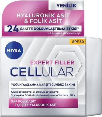 Nivea EXPERT FILLER Nemlendirici Güneş Koruyuculu 30 Faktör Tüm Ciltler Anti-Aging Kırışıklık Giderici Yüz Krem 50 ml