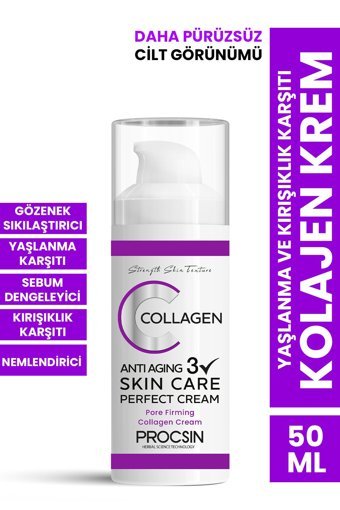 Procsin Kolajen Krem Nemlendirici Tüm Ciltler Anti-Aging Kırışıklık Giderici Yüz Krem 50 ml