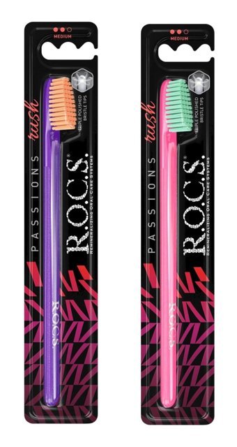 Rocs Passions Rush Medium Diş Fırçası Mor Pembe 2'li