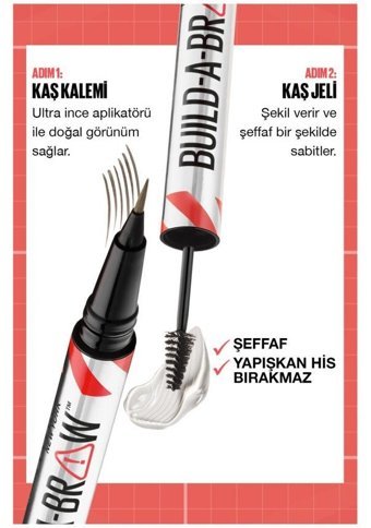 Maybelline New York Build A Brow Suya Dayanıklı Çift Taraflı Kaş Kalemi Soft Brown