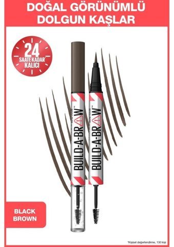 Maybelline New York Build A Brow Suya Dayanıklı Çift Taraflı Kaş Kalemi Black Brown