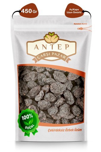 Antep Çarşı Pazar Siyah Özbek Kan Organik Çekirdeksiz Üzüm 450 gr