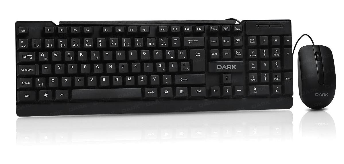 Dark KM1060 Sessiz Siyah Kablolu Klavye Mouse Seti