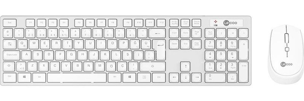 Lenovo Lecoo KM2001 Beyaz Kablosuz Klavye Mouse Seti
