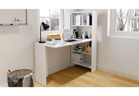 Ninnimo Kitaplıklı Çalışma Masası Beyaz Mdf