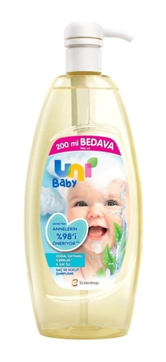 Uni Baby Göz Yakmayan Yenidoğan Hassas Ciltler İçin Bebek Şampuanı 900 ml
