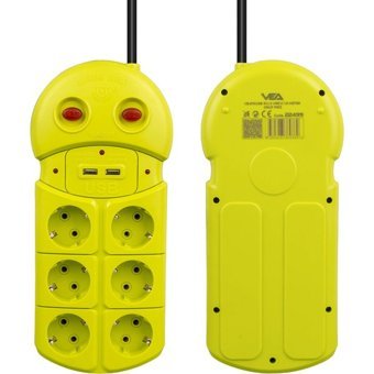 Vea VE-970USB 5'li Soket 1.5 Metre 2'li USB Kablolu Çiftli Akım Korumalı Priz