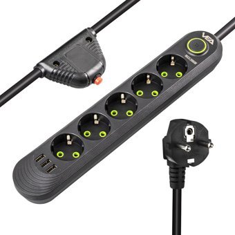 Vea VA-21561 5'li Soket 1.5 Metre 3'lü USB Kablolu Tekli Akım Korumalı Priz