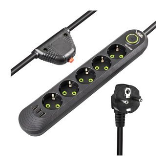 Vea VA-21561 5'li Soket 1.5 Metre 3'lü USB Kablolu Tekli Akım Korumalı Priz