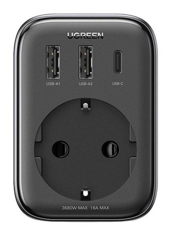 Ugreen Tekli Soket 2'li USB Kablosuz Tekli Akım Korumalı Priz