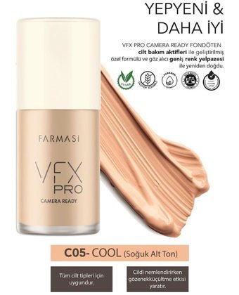 Farmasi Vfx Pro Camera Ready C05 Su Bazlı Likit Şişe Fondöten 30 ml