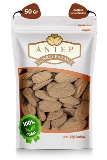 Antep Çarşı Pazar Organik Tane Çiğ Badem İçi 50 gr