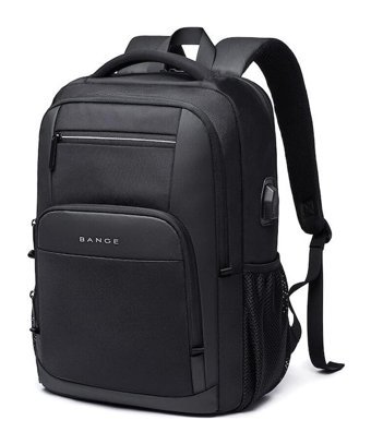 Bange BG1921 Şarjlı Gözlü Su Geçirmez Polyester 15.6 inç Sırt Laptop Çantası Siyah