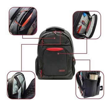 Dexim Dxbp40 Gözlü Su Geçirmez Polyester 17.3 inç Sırt Laptop Çantası Siyah