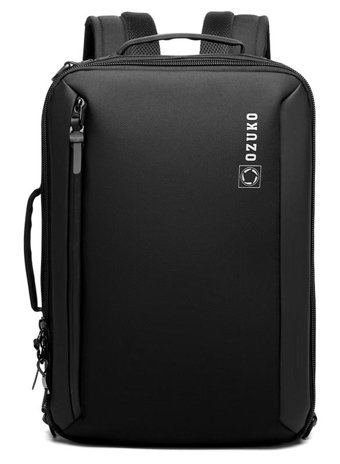 Ozuko 9490 Şarjlı Gözlü Korumalı Su Geçirmez Kumaş 15.6 inç Laptop Çantası Siyah
