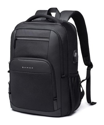 Bange BG-1921 Şarjlı Gözlü Su Geçirmez Polyester 15.6 inç Sırt Laptop Çantası Siyah