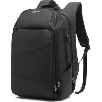 Poso PS655 Şarjlı Gözlü Su Geçirmez Polyester 15.6 inç Sırt Laptop Çantası Siyah