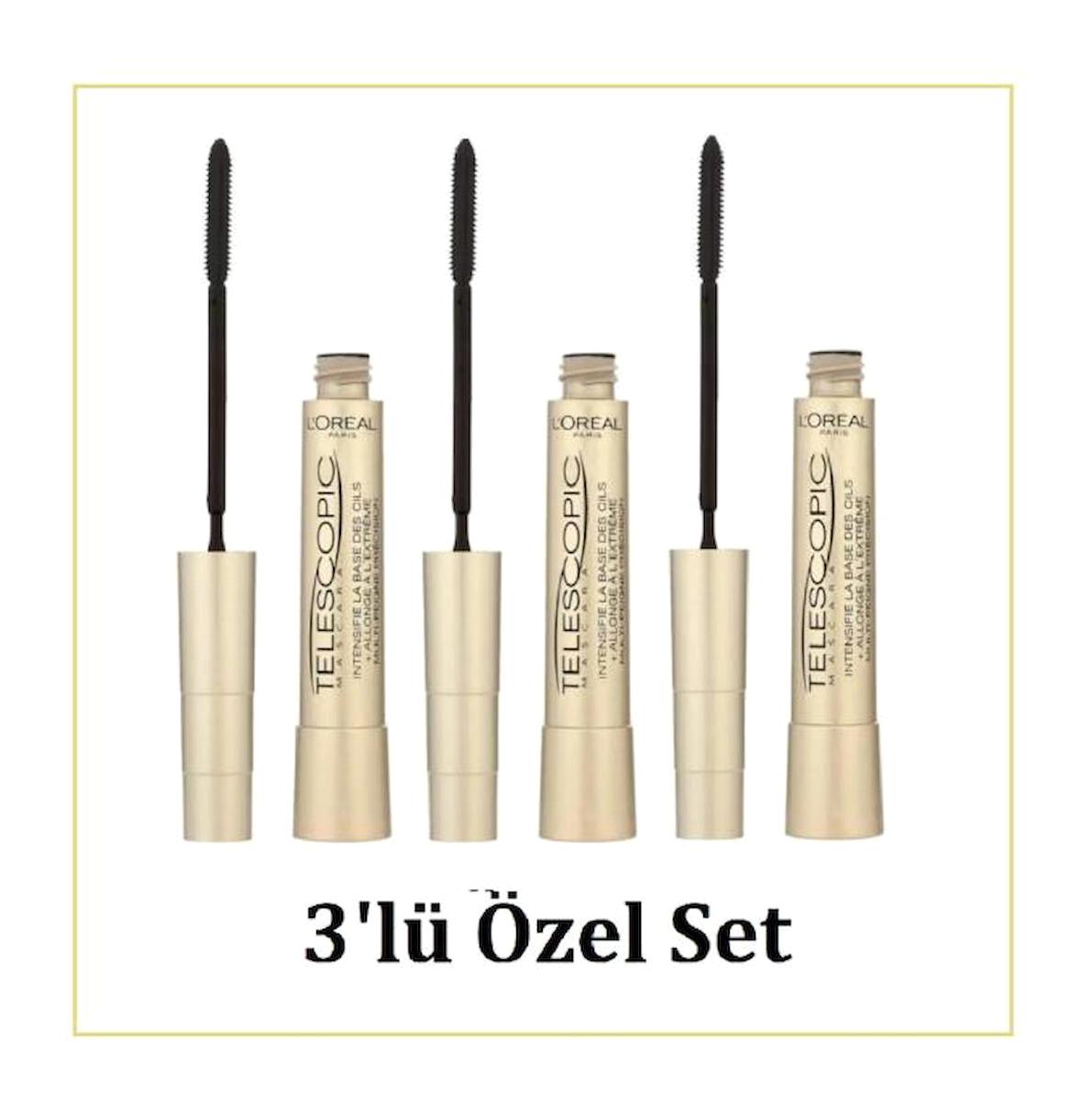 L'oréal Paris Telescopic Gold Uzunluk Veren Siyah Maskara 3'lü