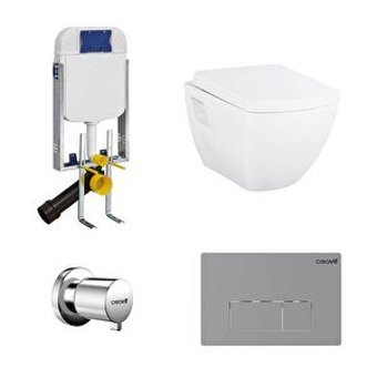 Creavit Tetra 55 cm Seramik Kanallı Arkadan Çıkışlı Gömme Asma Klozet Beyaz