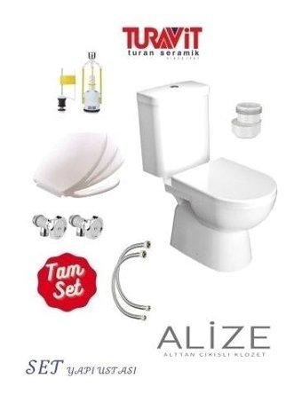 Turavit Alize Seramik Kanallı Alttan Çıkışlı Duvara Sıfır Ayaklı Klozet Beyaz