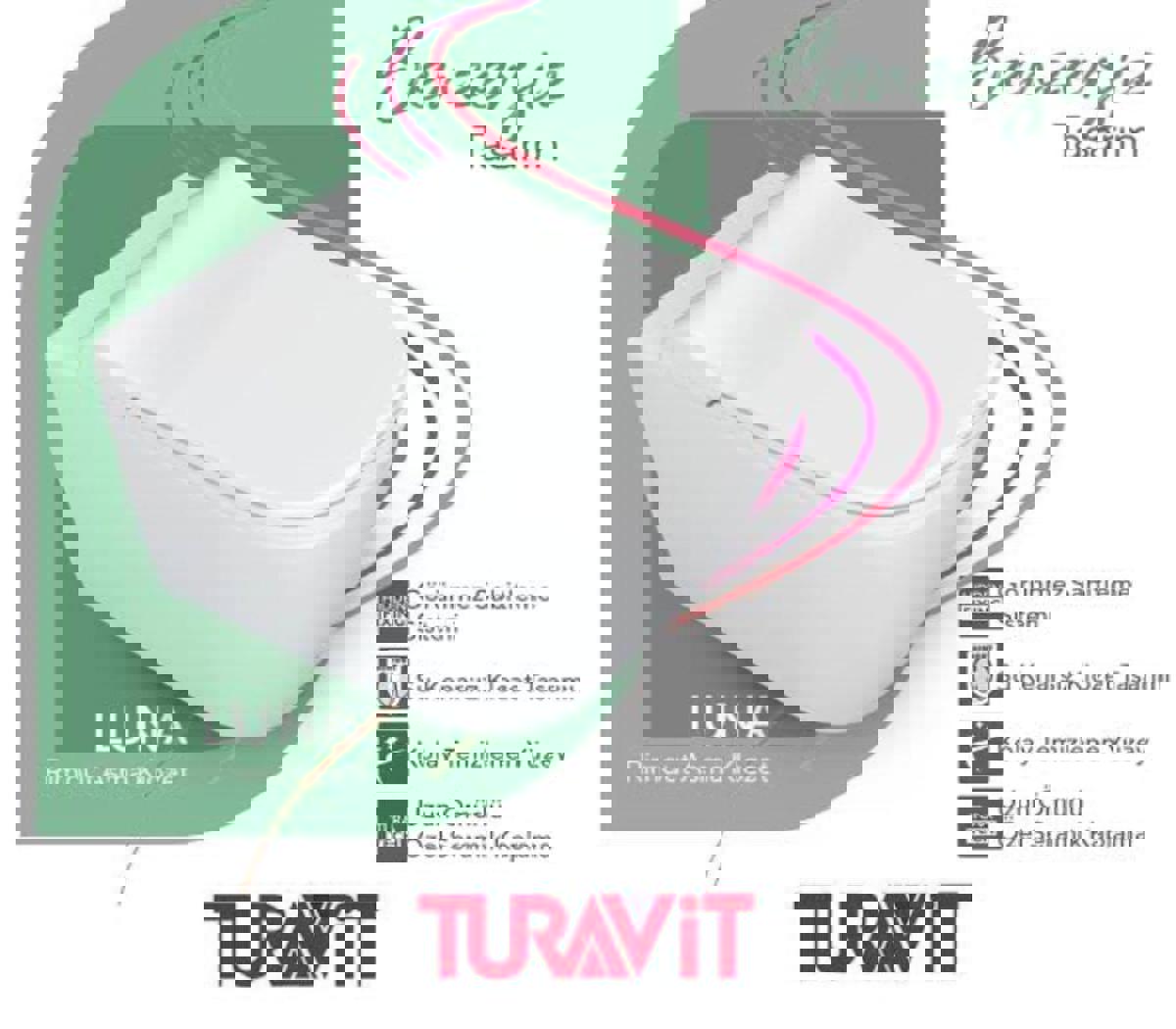 Turavit Luna Seramik Kanalsız Arkadan Çıkışlı Asma Klozet Beyaz