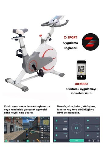 Kochler Teker Koruyucu Kapaklı 160 kg Manuel Koltuklu Yatay Spinning Kondisyon Bisikleti Beyaz