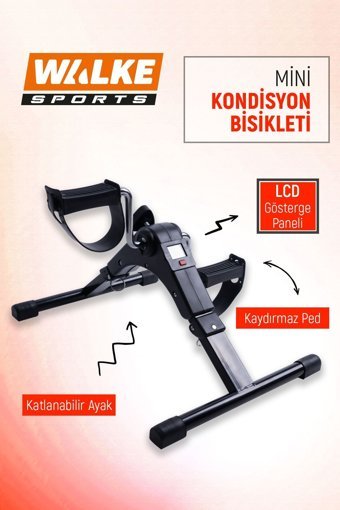 Walke Mini Kondisyon 135 kg Manuel Manyetik Egzersiz Kondisyon Bisikleti Siyah