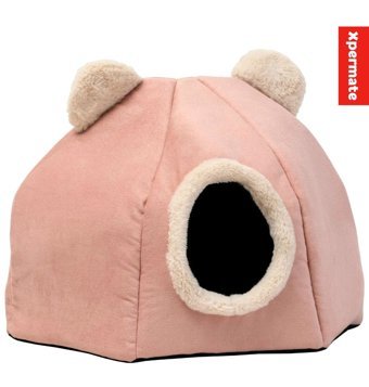 Xpermate Yuvarlak Tek Katlı Dış Mekan Peluş Kedi Evi Pembe