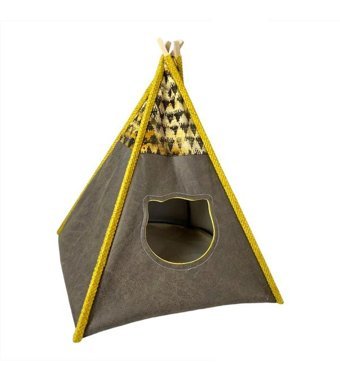 Kemique Tepee Four 56 x 42 cm Üstü Kapalı Kedi Yatağı Siyah - Yeşil