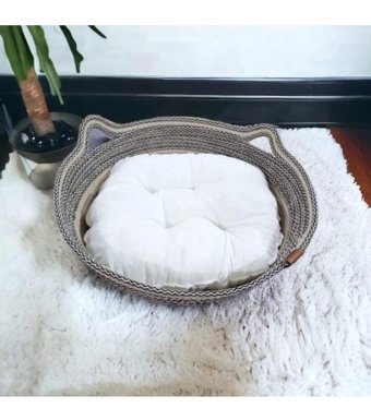 Decohandy Yıkanabilir 40 cm Sepet Kedi Yatağı Açık Gri