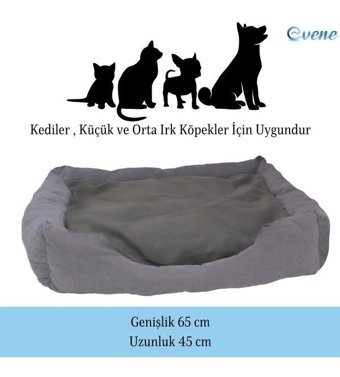Evene 65 x 45 cm Sepet Kedi Yatağı Gri
