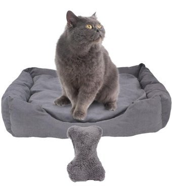 Evene 65 x 45 cm Sepet Kedi Yatağı Gri