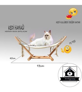 Kedigram Kedi Kulübesi Sallanan Ayaklı 40 x 60 cm Sepet Kedi Yatağı Bej