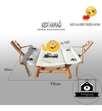 Kedigram Kedi Kulübesi Sallanan Ayaklı 40 x 60 cm Sepet Kedi Yatağı Bej