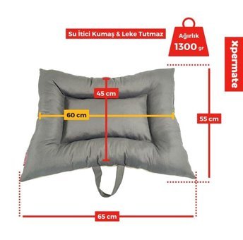 Xpermate 55 x 65 cm Simit Kedi Yatağı Antrasit - Bej