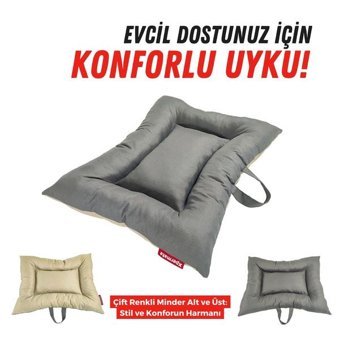 Xpermate 55 x 65 cm Simit Kedi Yatağı Antrasit - Bej