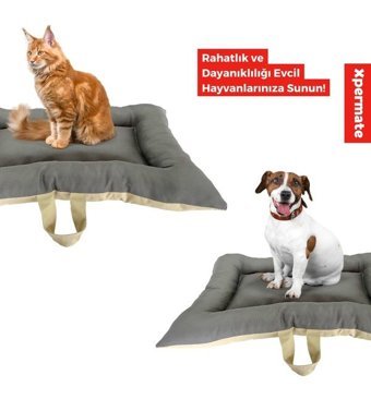 Xpermate 55 x 65 cm Simit Kedi Yatağı Antrasit - Bej