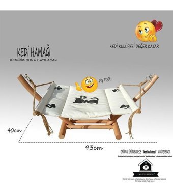 Kedigram Kedi Kulübesi Sallanan Ayaklı 40 x 93 cm Sepet Kedi Yatağı Krem