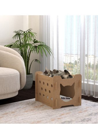 Suba Home Ayaklı 50 cm Sepet Kedi Yatağı Kahverengi