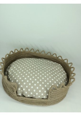 Patimine Tasarım 40 x 40 cm Sepet Kedi Yatağı Bej - Krem